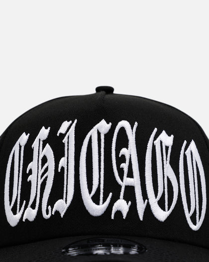 New Era Chicago White Sox 'Oversized Gothic Script Crown' 9FORTY A-Frame Snapback Black/White