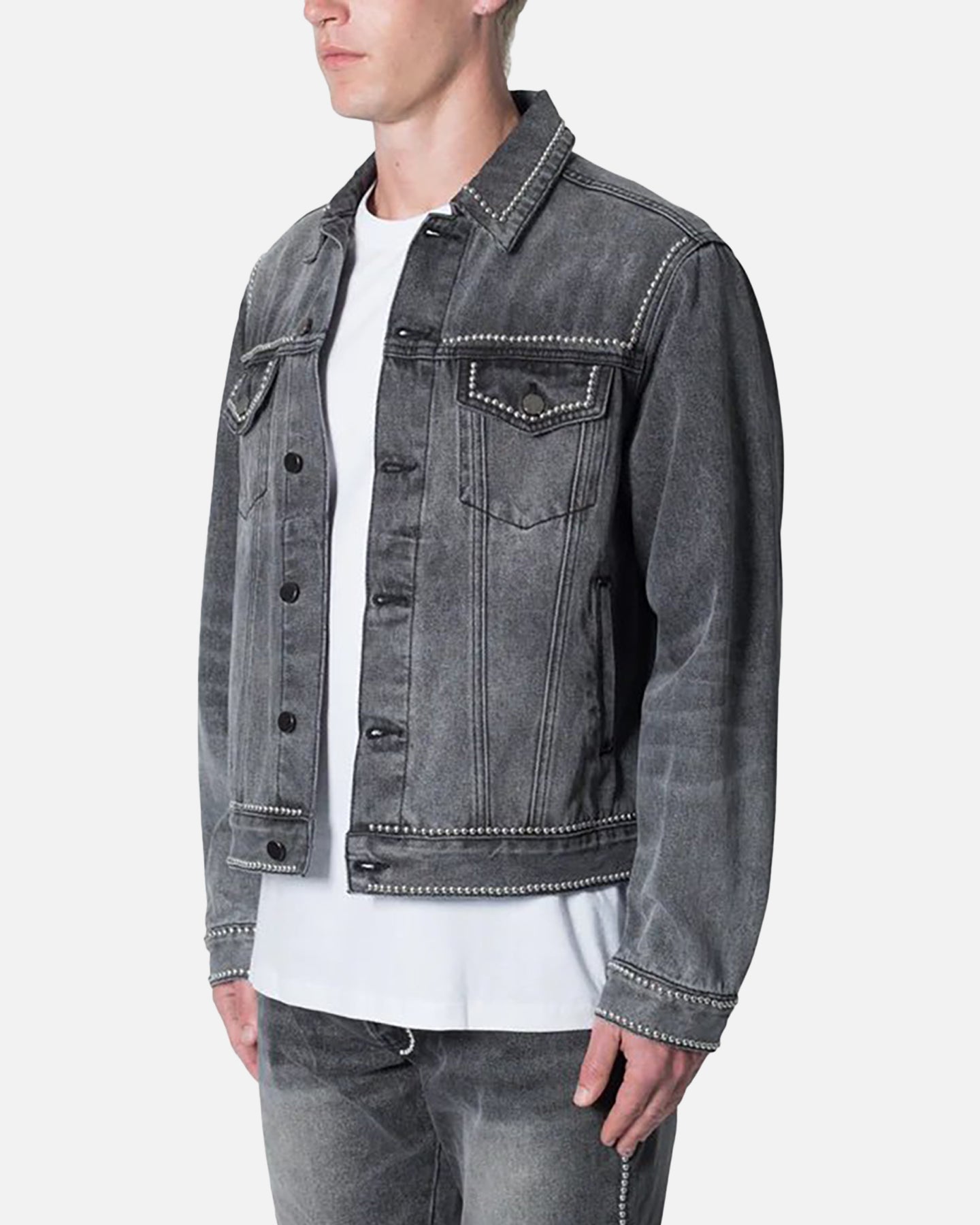 MNML Flat Studded Trucker Jacket Black | Culture Kings US
