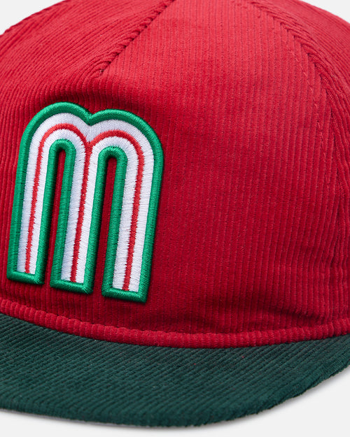 New Era Mexico National Baseball Team 'Mexican Cord Golfer' Corduroy Golfer Snapback Red/Green