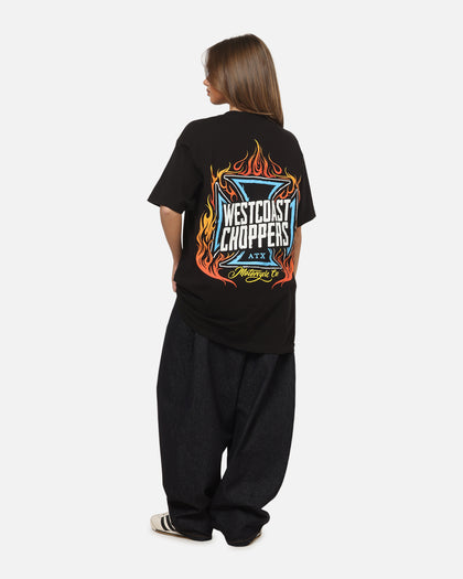 West Coast Choppers Skew Logo Flames T-Shirt Black