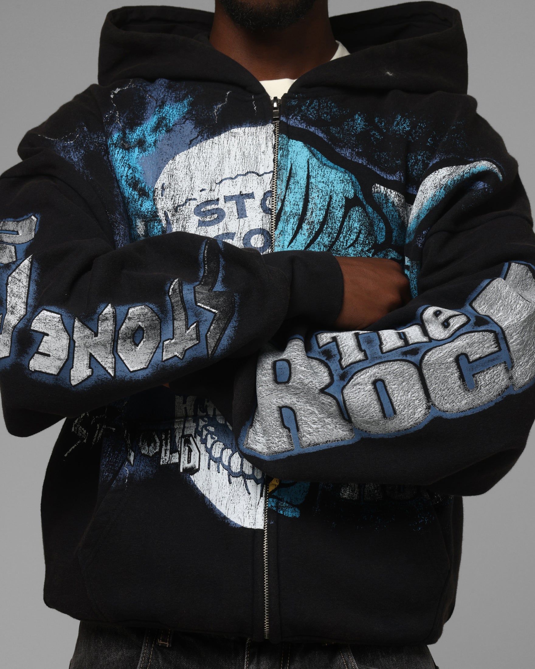 Loiter X WWE Stone Cold Beef Vintage Zip Hoodie Black | Culture