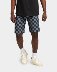 XXIII Checker Board Denim Shorts Blue