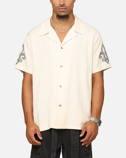 XXIII Fleur Linen Button Up Shirt Off White
