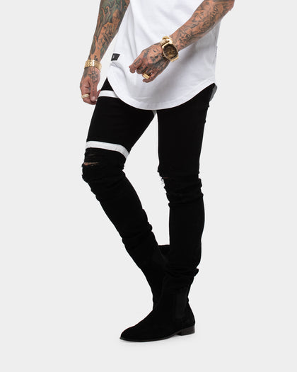 Saint Morta Sideline Distressed Jean Black/White