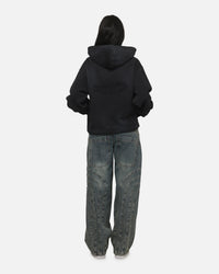 73Studio Marvel Spider-Man Battle Torn Zip Hoodie Washed Black