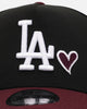 New Era Los Angeles Dodgers 'Burgundy Hearts' 9FORTY A-Frame Snapback Black/Maroon