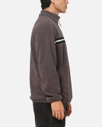 X-Large Stripe Polar Fleece Quarter Zip Fleece Mocha