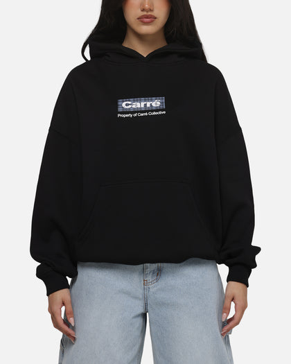Carre Box Check Hoodie Solid Black