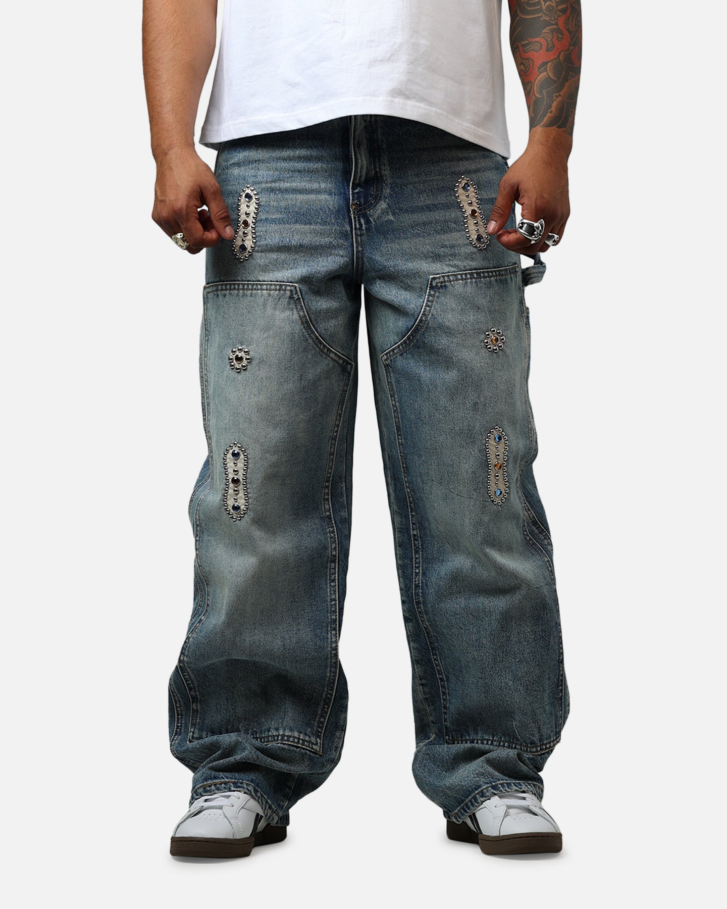 MNML Ultra Baggy Western Jewel Jeans Blue | Culture Kings US