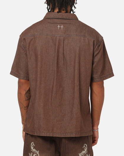 Saint Morta Baroque Button Up Shirt Dark Earth
