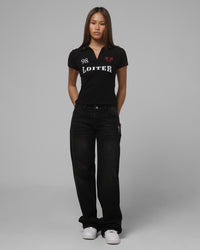 Loiter Women's Statement Polo T-Shirt Black