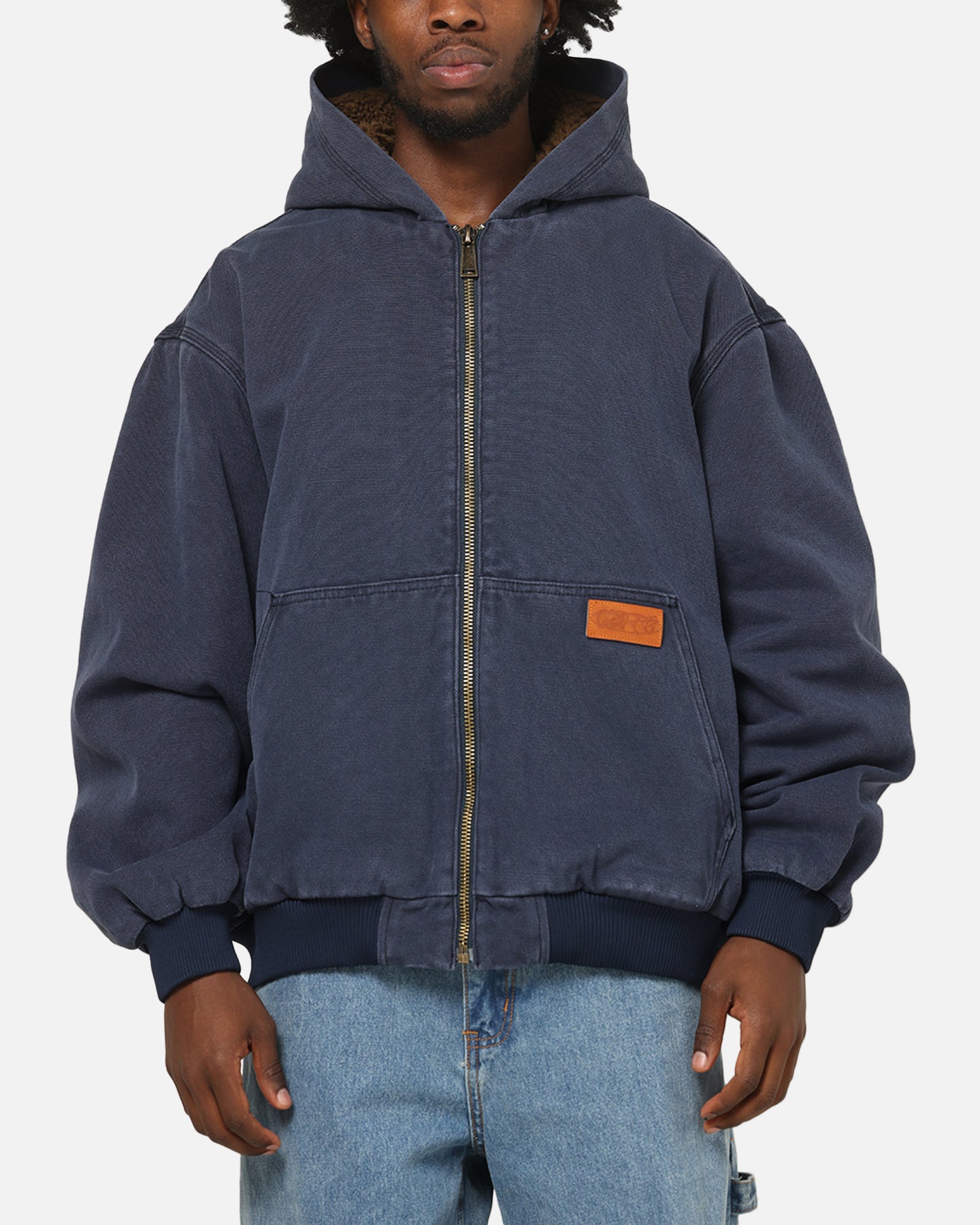 Carre Sherpa Lined Zip Hoodie Navy | Culture Kings US
