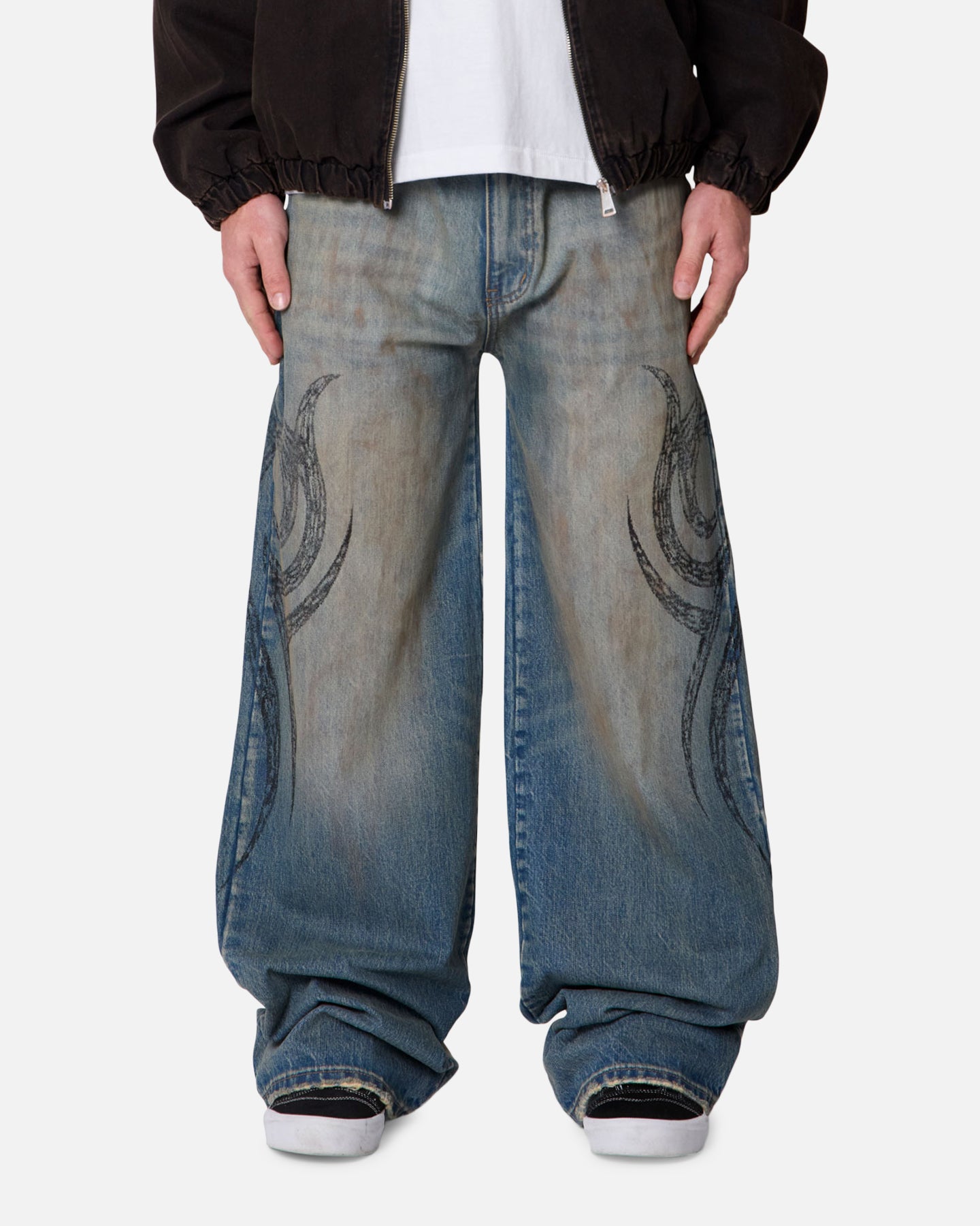 デニム/ジーンズ mnml denim w29 MNML Ultra Wide Tribal Denim Jeans Medium Blue | Culture Kings US