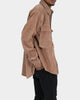 MNML Corduroy Zip Up Shirt Brown