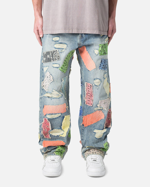 MNML Ultra Baggy Bandana Patch Denim Jeans Blue/Multi | Culture