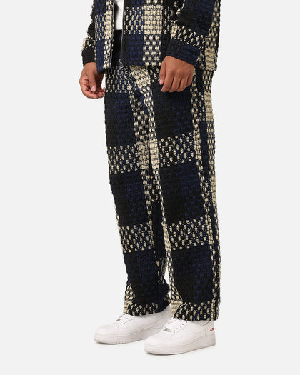 XXIII Textured Weave Pants Blue/Black/Yellow