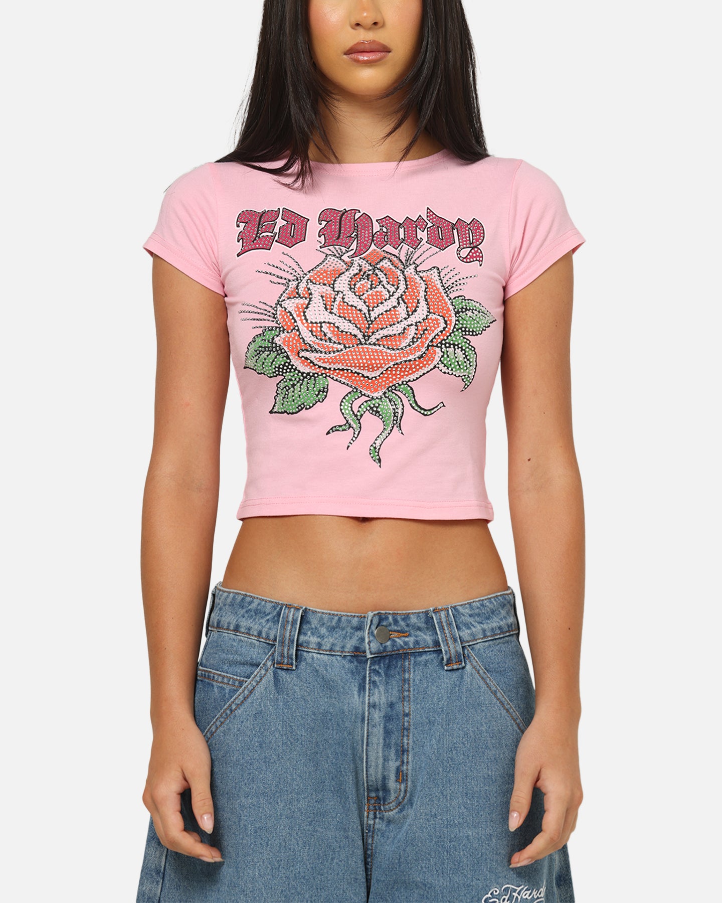 Ed Hardy Women's Wild Rose Baby T-Shirt Pink | Culture Kings US