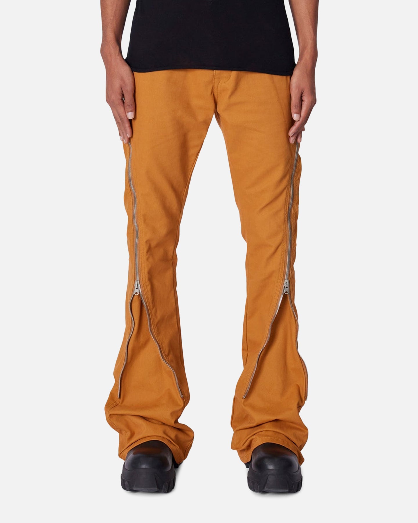 MNML D519 Zipper Flare Denim Jeans Orange | Culture Kings US