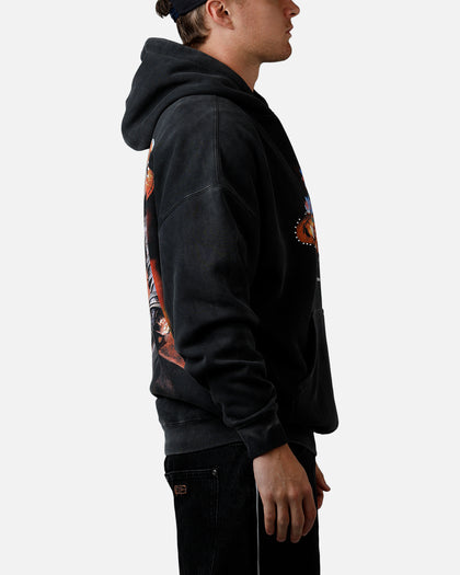 73Studio X Fallout Vegas Lights Rhinestone Hoodie Black Acidwash