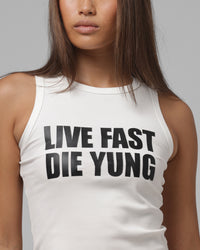 Loiter Women's Live Fast Die Young Rib Tank White