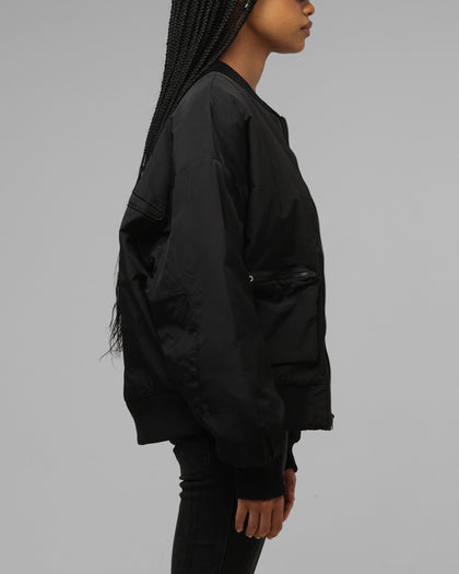 Loiter Hybrid Cropped Bomber Jacket Black