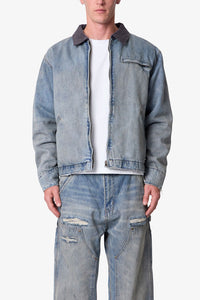 MNML Quilted Lined Work Jacket Vintage Blue
