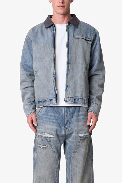 MNML Quilted Lined Work Jacket Vintage Blue