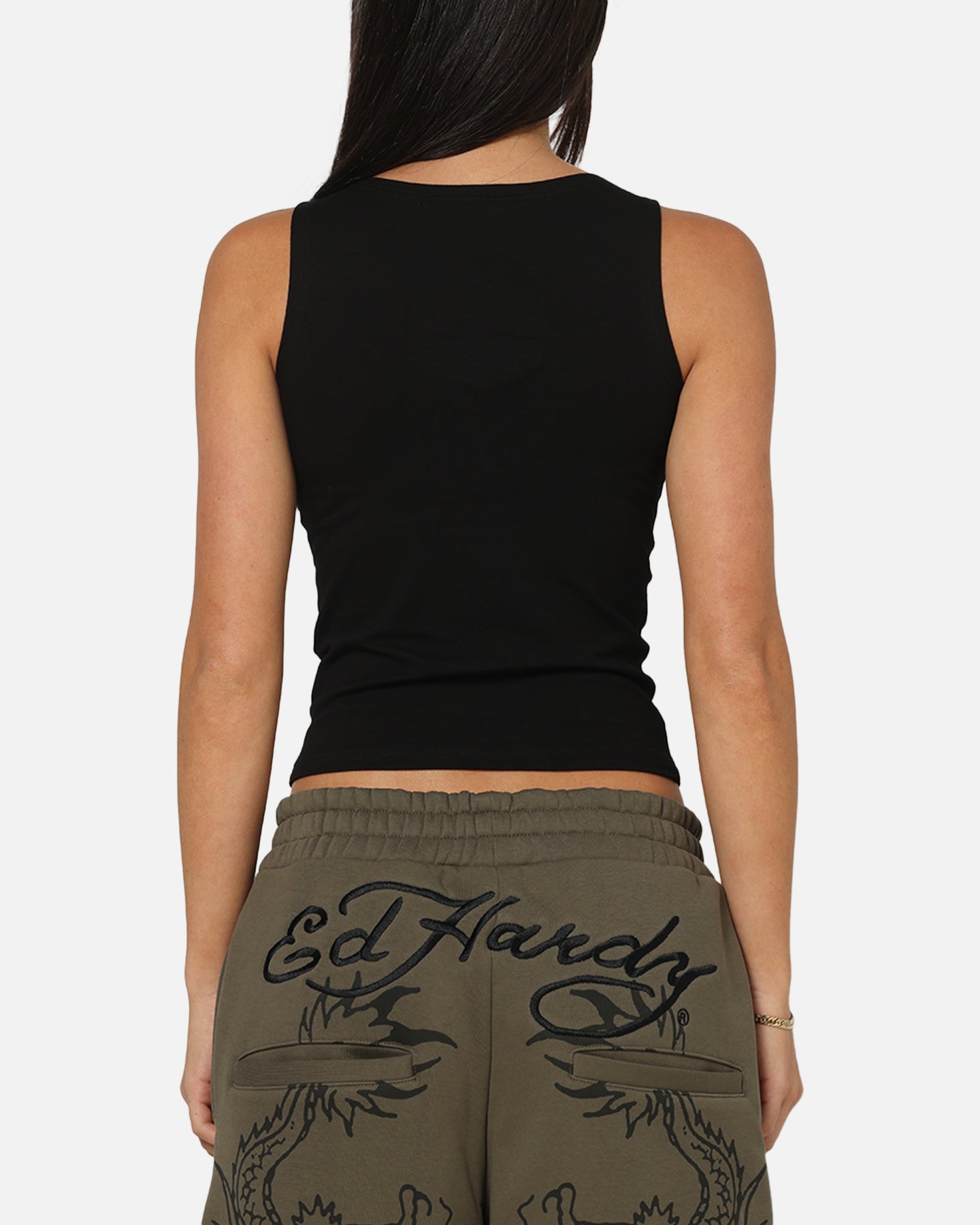 Ed Hardy Women's Rhinestone Rose Tank Black | Culture Kings US