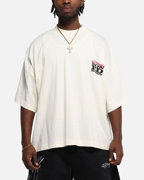 Ed Hardy Rose Skull Oversized Print T-Shirt Off White