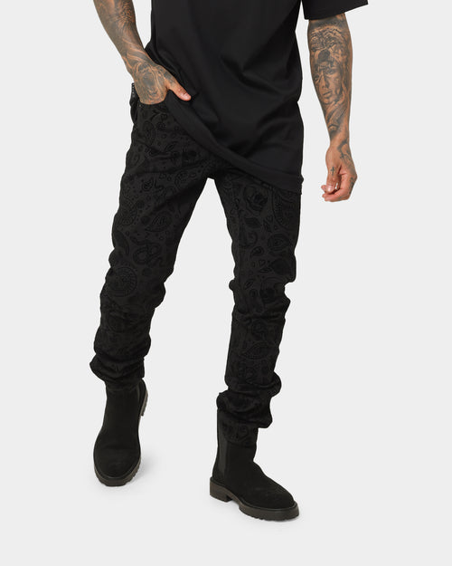 Saint Morta Paisley Skulls Jeans Black