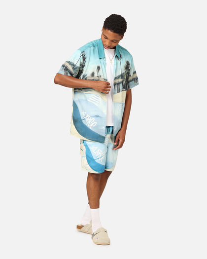 X-Large Graffiti Pool Rayon Short Sleeve Shirt Multi