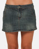 Ed Hardy Women's Tiger Denim Skirt Dirty Blue