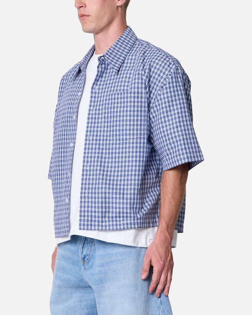 MNML Crispy Poplin Over Button Up Shirt Blue