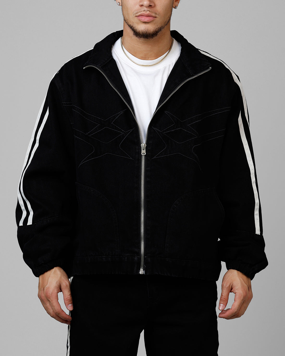 Loiter Track Star Denim Jacket Black | Culture Kings US