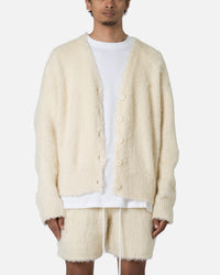 MNML Fuzzy Cardigan Sweater Off White