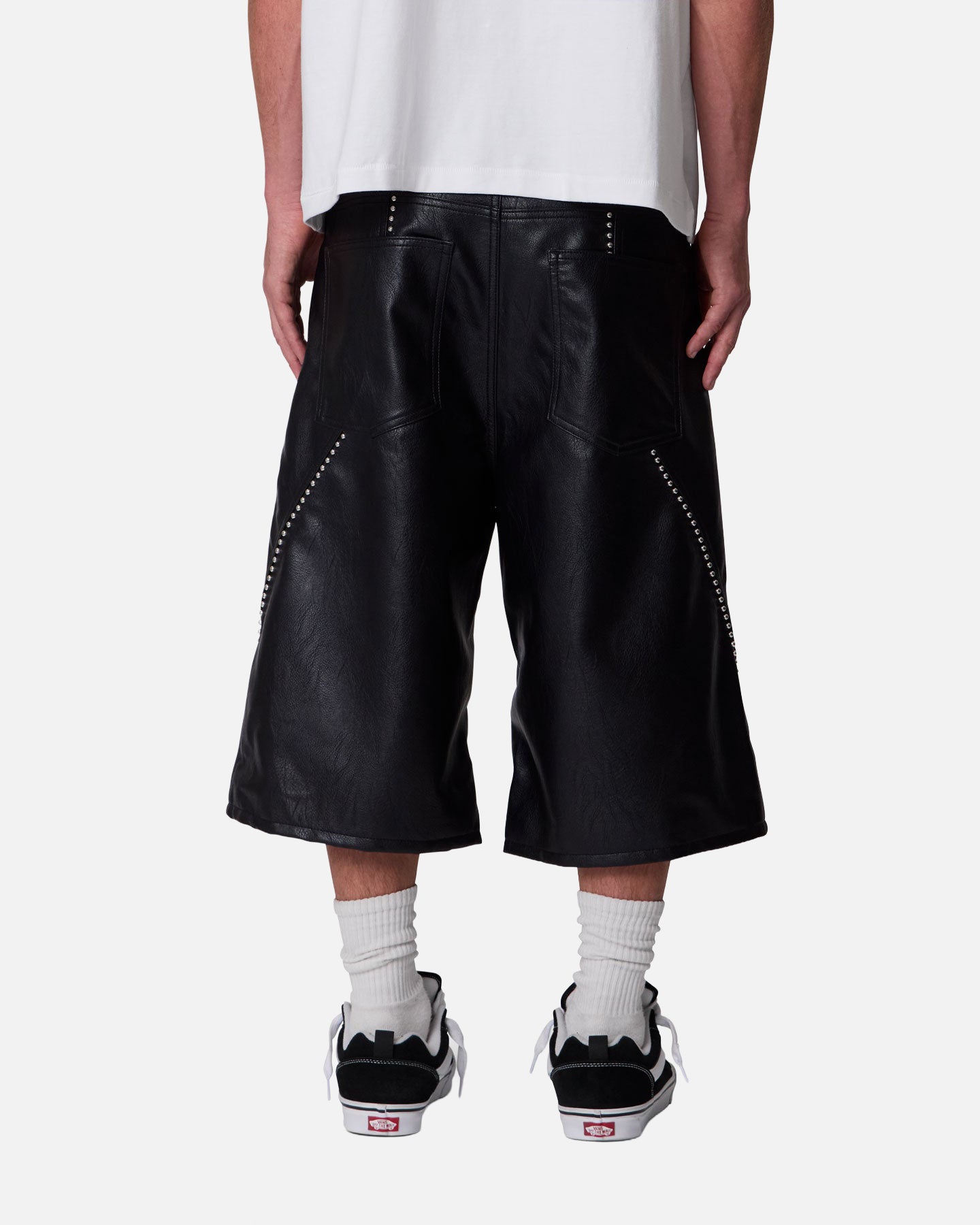 MNML Ultra Baggy Stud Leather Shorts Black | Culture Kings US