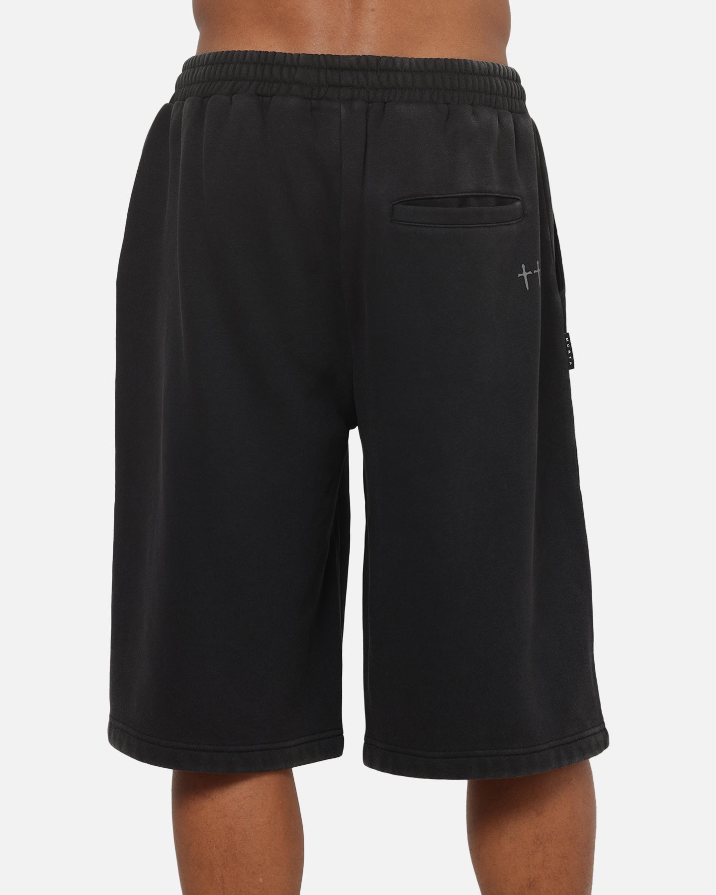 Saint Morta La Familia Baggy Sweat Shorts Washed Black | Culture