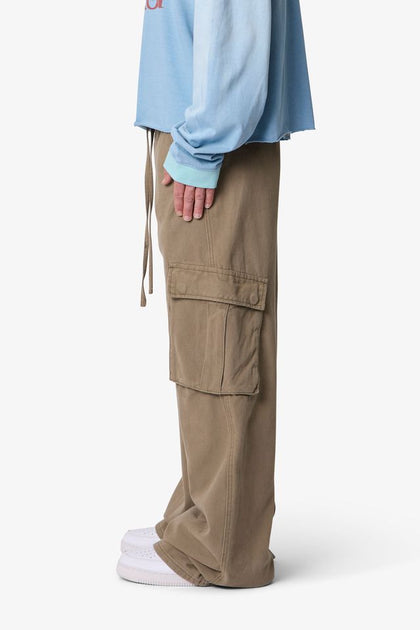 MNML Ultra Wide Twill Cargo Pants Olive