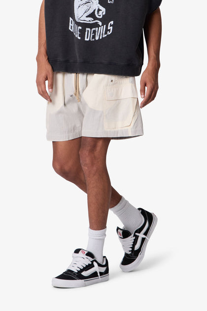 MNML Mesh Mud Cargo Shorts Off White