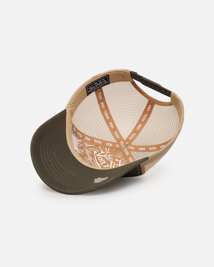 Von Dutch Unisex Trucker Snapback Hat Khaki