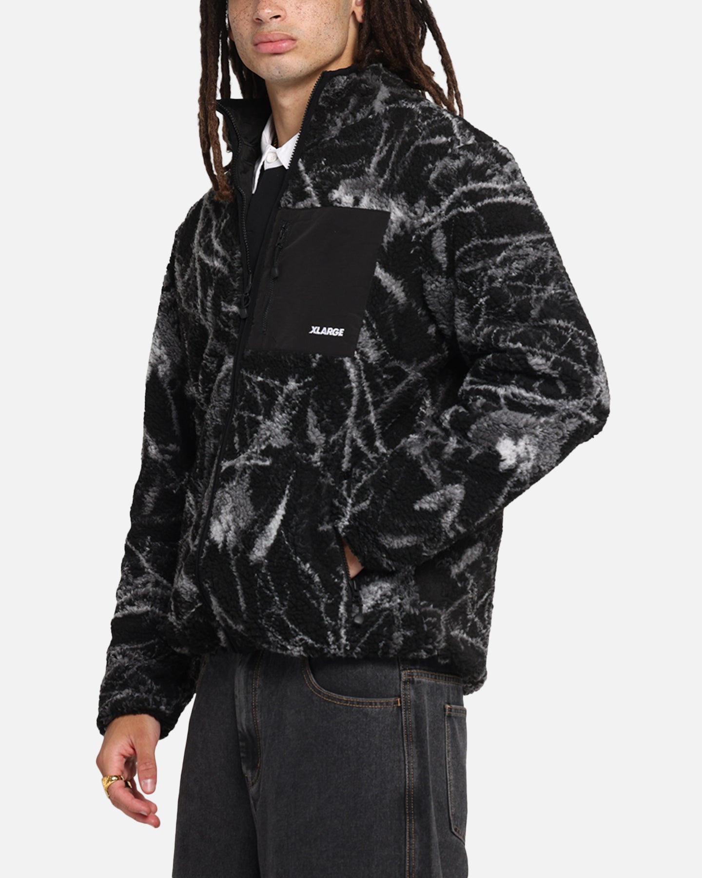 X-Large Camo Reversible Sherpa Jacket Black | Culture Kings US