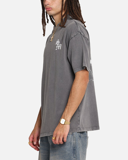 Saint Morta Redemption Mock Neck T-Shirt Washed Charcoal