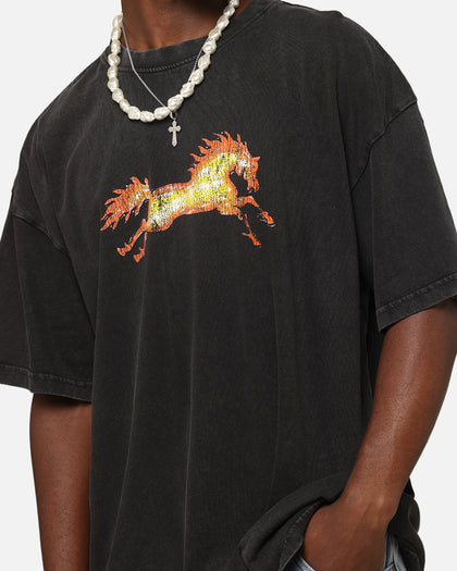 Ed Hardy Horse Power Vintage T-Shirt Black Acidwash