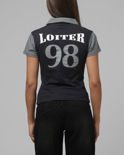 Loiter Women's Empire Polo T-Shirt Black