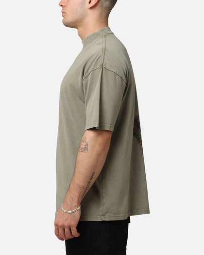 Saint Morta Pray For Me Mock Neck T-Shirt Vintage Khaki