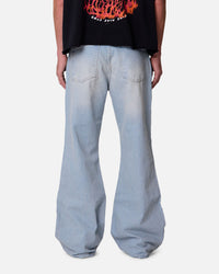 MNML Distressed Kick Flare Denim Jeans Blue