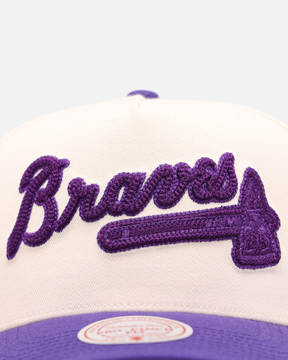 Mitchell & Ness Atlanta Braves 'Chainstitch Wordmark' Pro Pinch Snapback Purple
