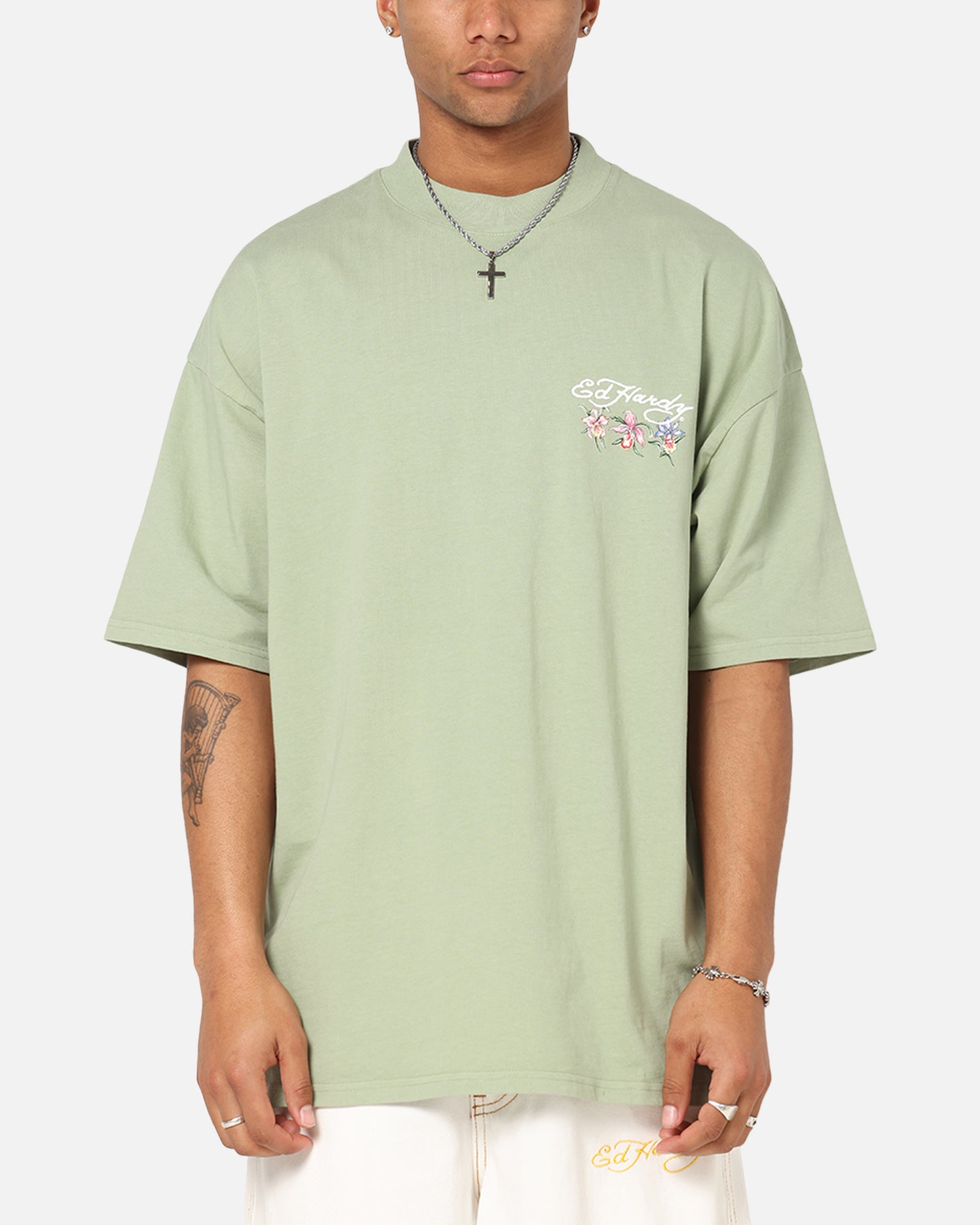 Ed Hardy Flowers T-Shirt Sage | Culture Kings US