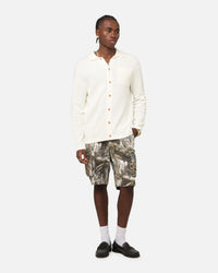XXIII Zyair Knit Rib Long Sleeve Button Up Shirt Cream