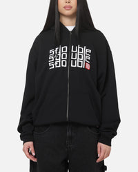S Double Triple Block Zip Hoodie Black